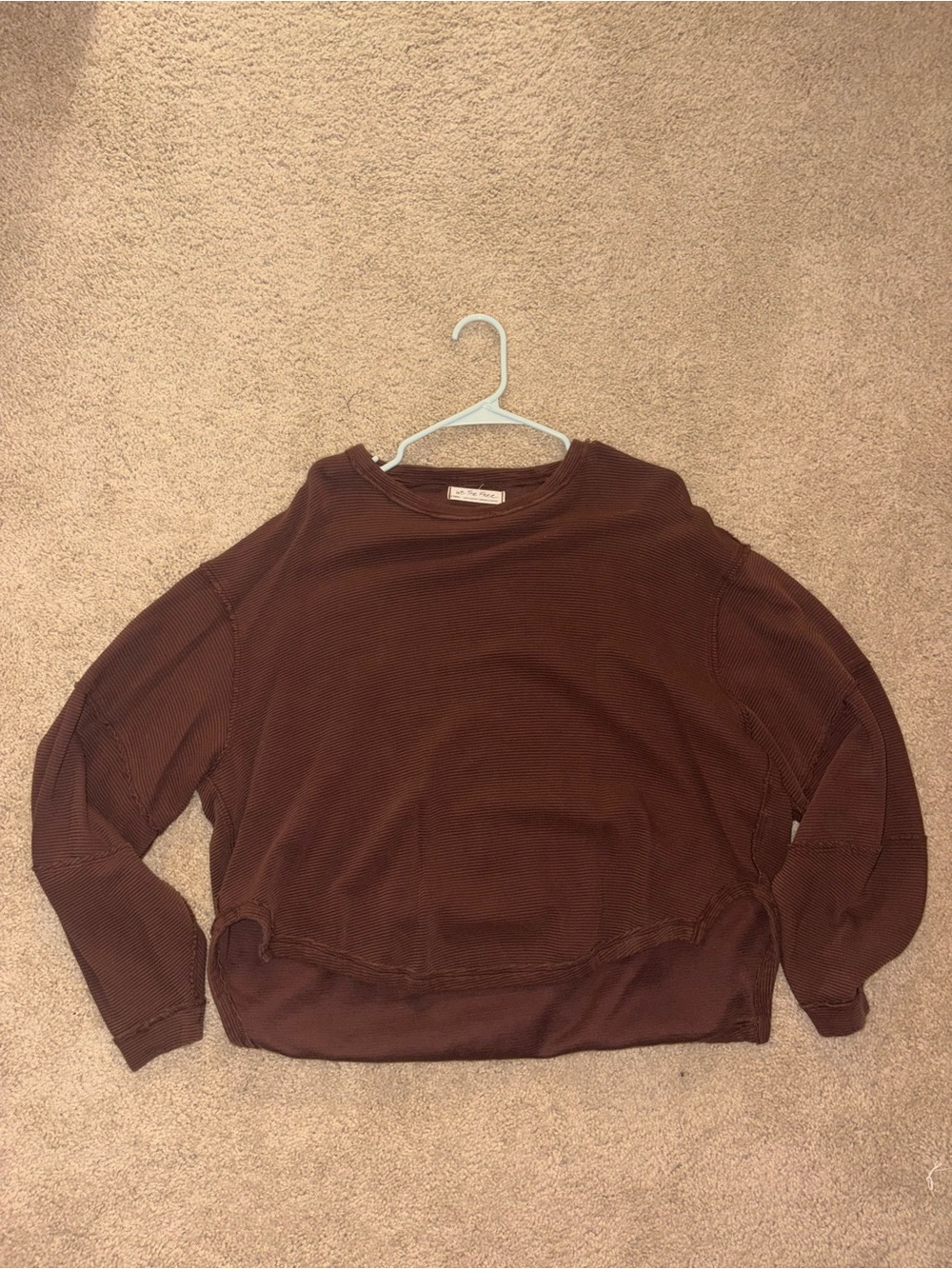 Free People Relaxed Crewneck Sweater - Chocolate Brown